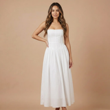 Corset Floral Midi Dress with Square Neck