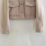 Cropped Trucker Jacket with Flap Pockets