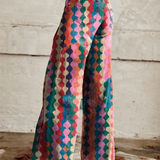 Geometric Print Wide-Leg Pants with High Waist