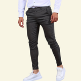 Slim Fit Trousers with Side Pockets and Tapered Leg