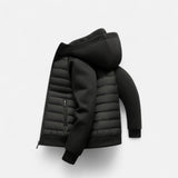 Quilted Puffer Jacket with Hood and Zip Front