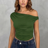 Fitted Ruched One-Shoulder Top