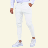 Slim Fit Trousers with Side Pockets and Tapered Leg