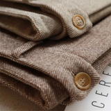 High-Waisted Straight-Leg Herringbone Trousers