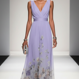 Floral V-Neck Sleeveless Maxi Dress