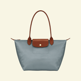 Nylon Tote Bag with Long Shoulder Straps and Snap Button
