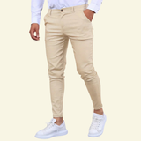 Slim Fit Trousers with Side Pockets and Tapered Leg