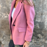 Women's Blazer – Single-Button Notched Lapel Jacket for Office and Smart Casual Wear