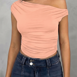 Fitted Ruched One-Shoulder Top
