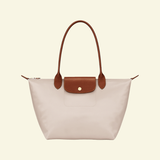 Nylon Tote Bag with Long Shoulder Straps and Snap Button