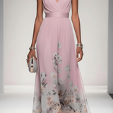 Floral V-Neck Sleeveless Maxi Dress