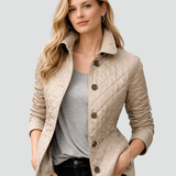 Quilted Jacket with Button Front and Point Collar