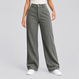 Wide-Leg Corduroy Pants with High Waist