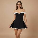 Sweetheart Mini Dress with Off-Shoulder and Flared Skirt