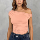 Fitted Ruched One-Shoulder Top