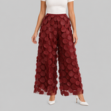 Layered Wide-Leg Trousers with Mesh Applique