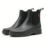 Slip-On Rain Boots with Lug Sole and Round Toe