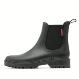 Slip-On Rain Boots with Lug Sole and Round Toe