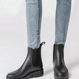 Slip-On Rain Boots with Lug Sole and Round Toe