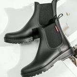 Slip-On Rain Boots with Lug Sole and Round Toe