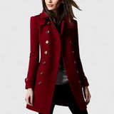 Tailored Double-Breasted Coat with Lapel Collar
