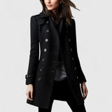 Tailored Double-Breasted Coat with Lapel Collar