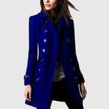 Tailored Double-Breasted Coat with Lapel Collar