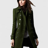 Tailored Double-Breasted Coat with Lapel Collar