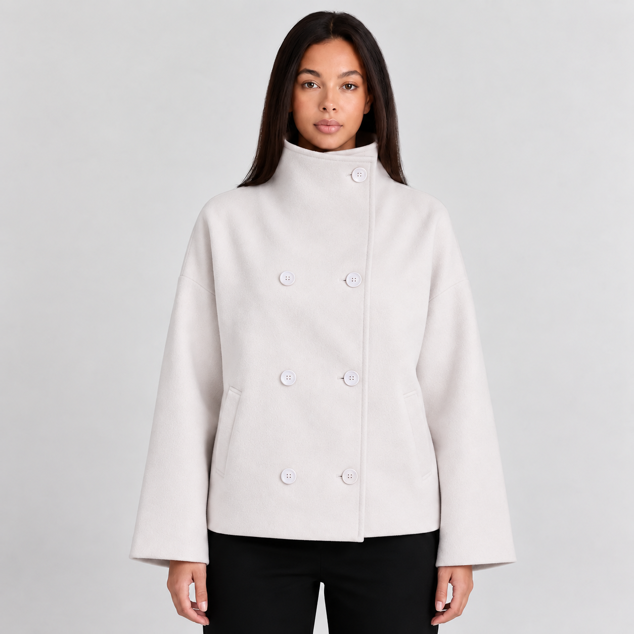 Stand Collar Cropped Trench Coat