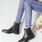 Slip-On Rain Boots with Lug Sole and Round Toe