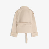 Women's Short Jacket with Stand Collar and Belted Waist