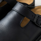 Leather Clogs with Buckle Strap