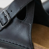 Leather Clogs with Buckle Strap