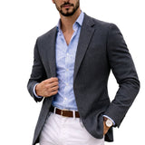 Tailored Knit Blazer with Notch Lapel and Patch Pockets