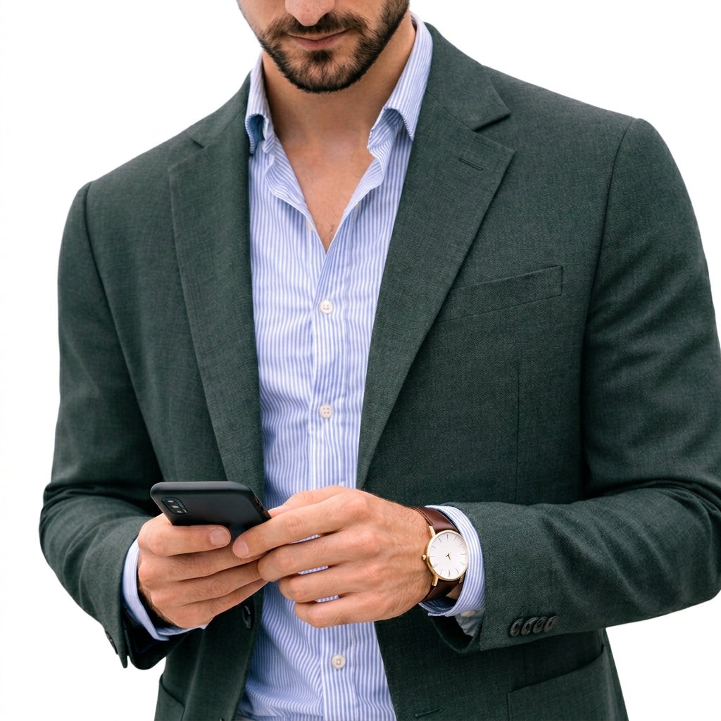 Tailored Knit Blazer with Notch Lapel and Patch Pockets