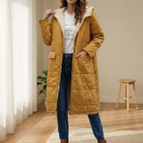 Long Quilted Puffer Coat with Sherpa Hood