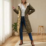 Long Quilted Puffer Coat with Sherpa Hood