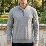 Half-Zip Cable Knit Mock Neck Sweater