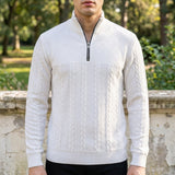 Half-Zip Cable Knit Mock Neck Sweater