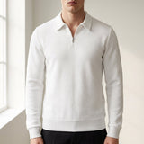 Quarter Zip Textured Knit Sweater with Collar