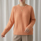 Ribbed Crew Neck Knit Sweater