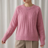 Ribbed Crew Neck Knit Sweater