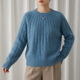 Ribbed Crew Neck Knit Sweater