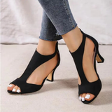 T-Strap Pumps with Open Toe and Low Heel