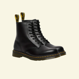 Leather Lace-Up Combat Boots with Round Toe
