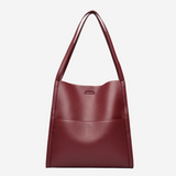Leather Tote Bag with Shoulder Straps and Front Pocket
