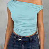 Fitted Ruched One-Shoulder Top