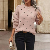 Polka Dot Knit Sweater with Crew Neck