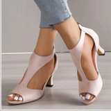 T-Strap Pumps with Open Toe and Low Heel