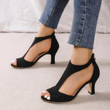 T-Strap Pumps with Open Toe and Low Heel